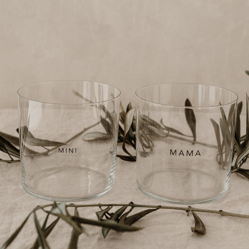 Trinkglas im 2er Set Mama & Mini schwarz