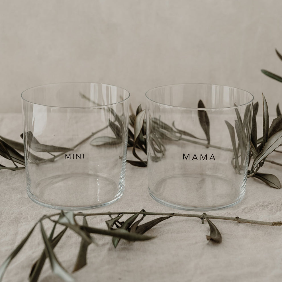 Verres à eau Mama & Mini noir en lot de 2