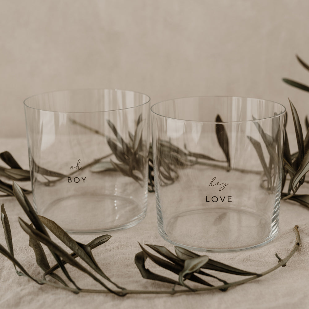Verres à eau Boy & Love noir en lot de 2