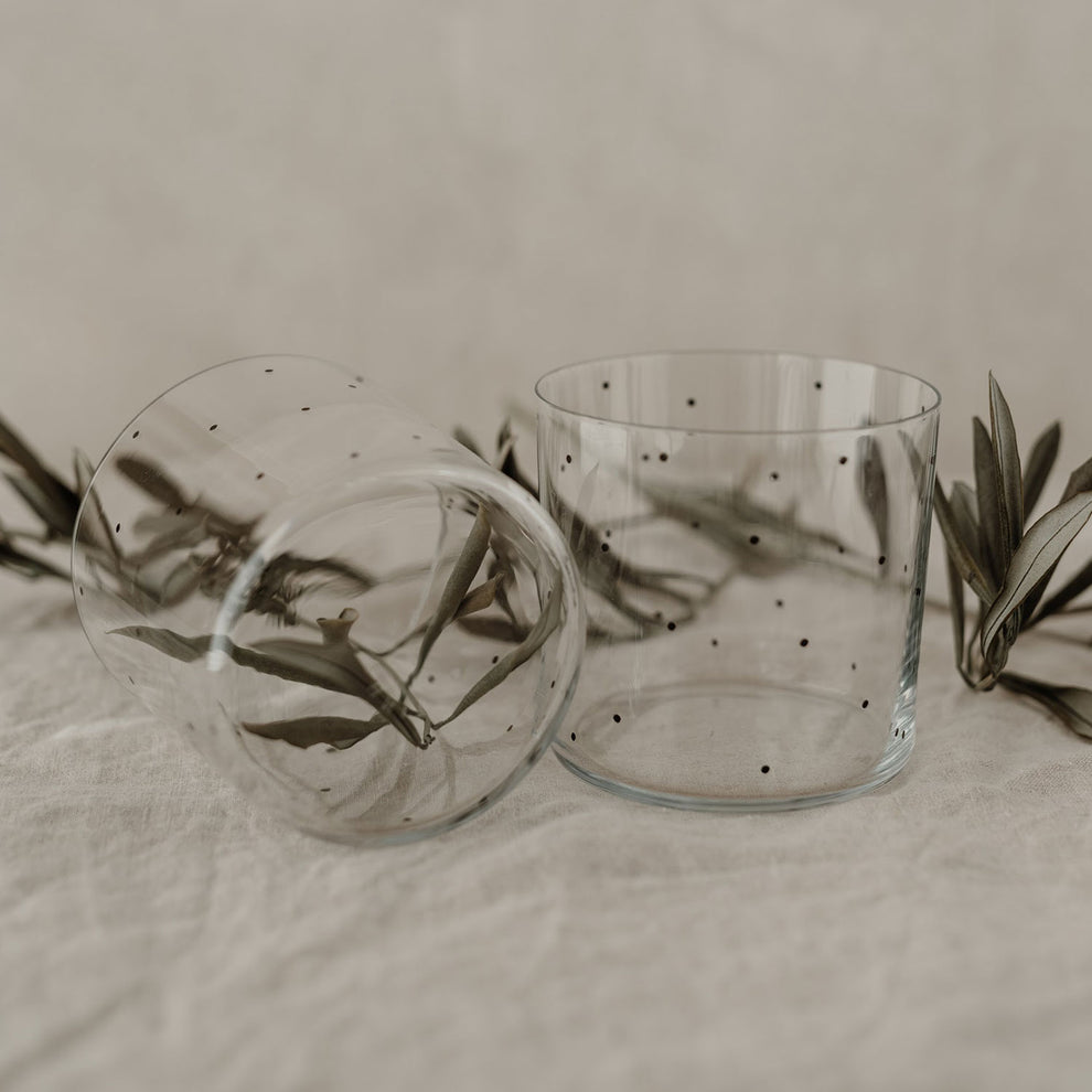 Verres à eau à pois noirs en lot de 2 