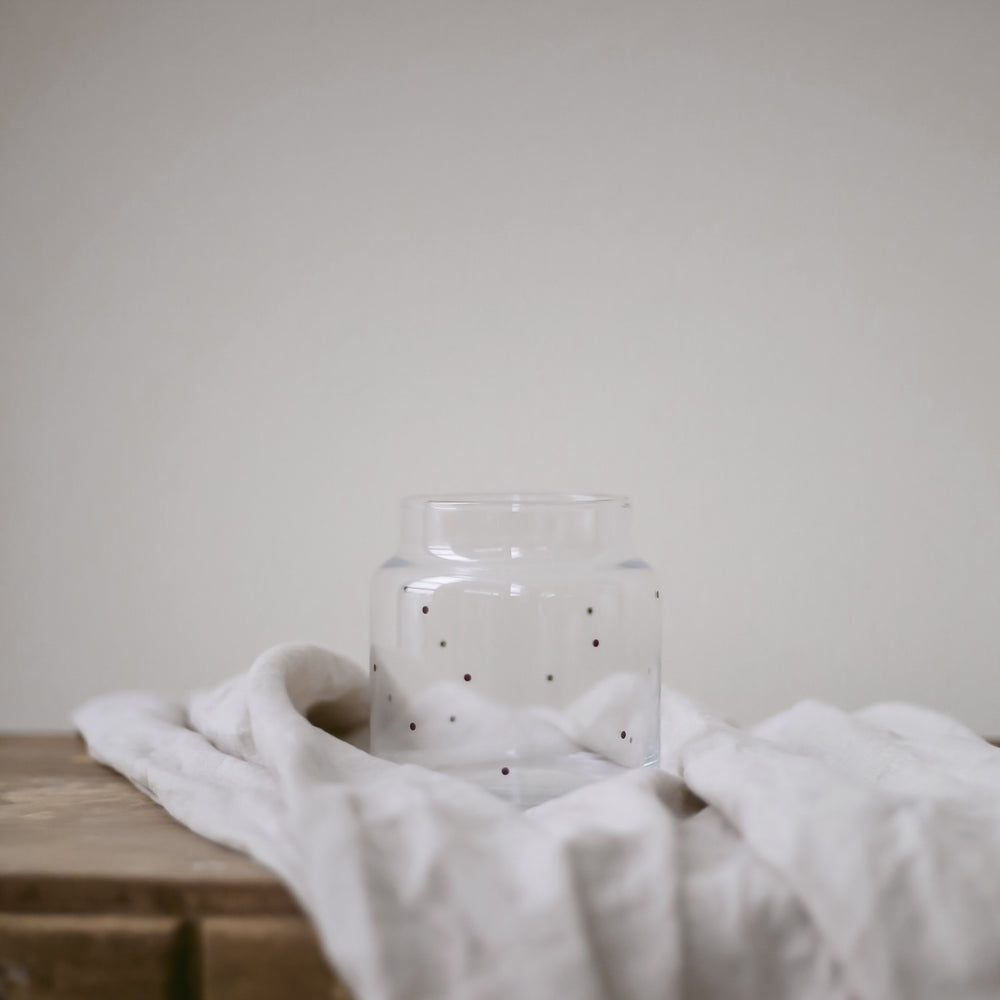 Vase en verre à pois