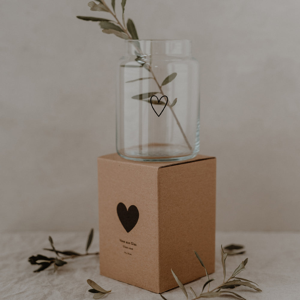 Vase en verre grand coeur
