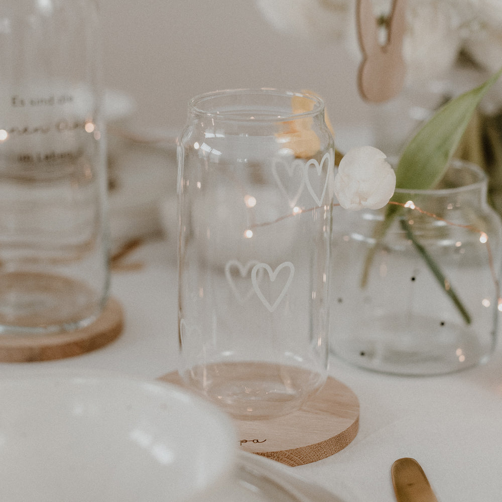 Hohes Trinkglas Herzen | Eulenschnitt 