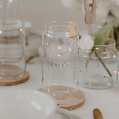 Hohes Trinkglas Herzen | Eulenschnitt 