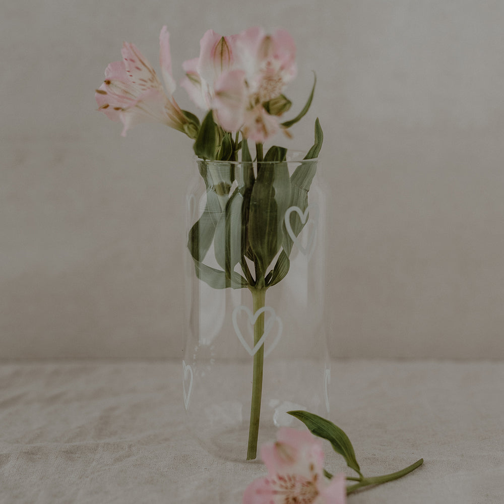 Hohes Trinkglas Herzen | Eulenschnitt 