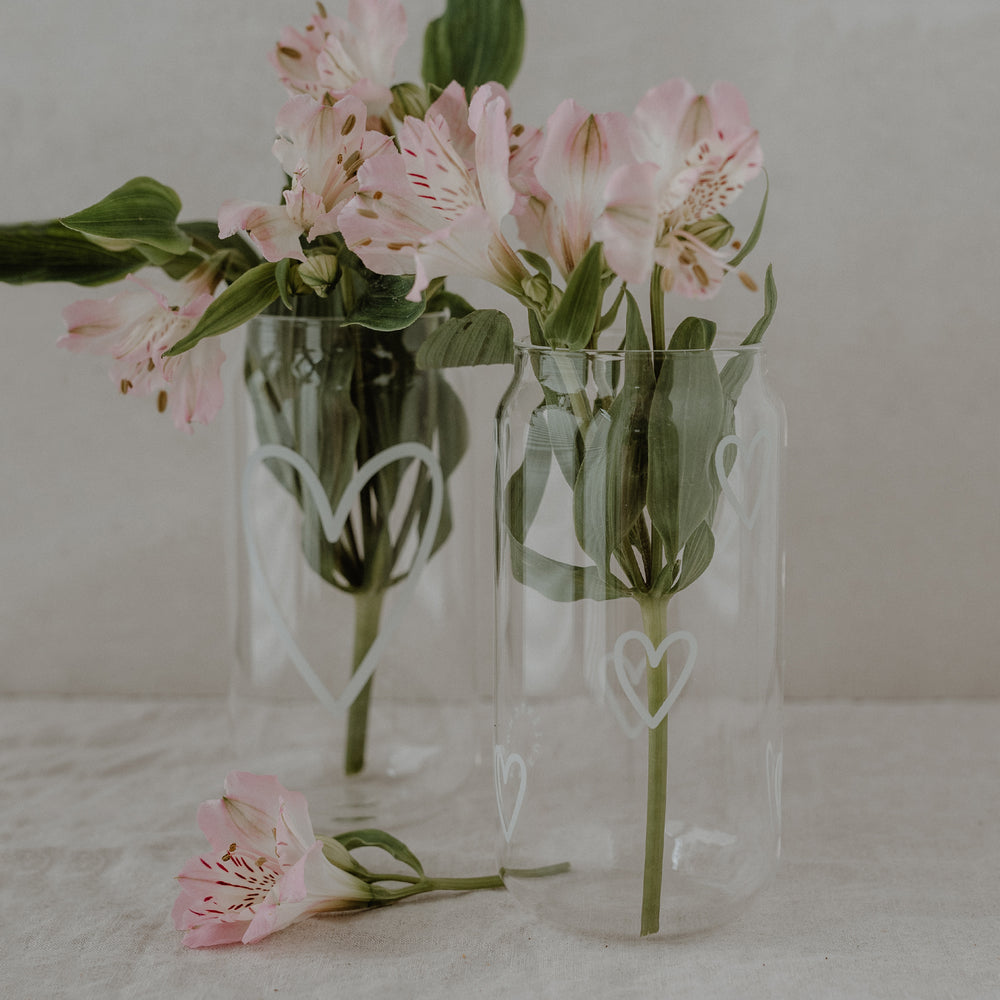 Hohes Trinkglas Herzen | Eulenschnitt 