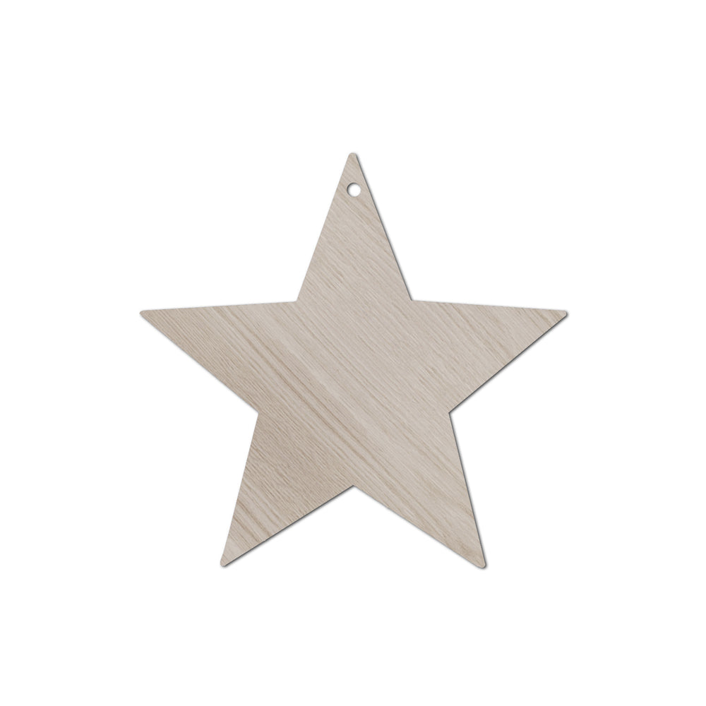 Pendentif étoile en bois naturel en lot de 8