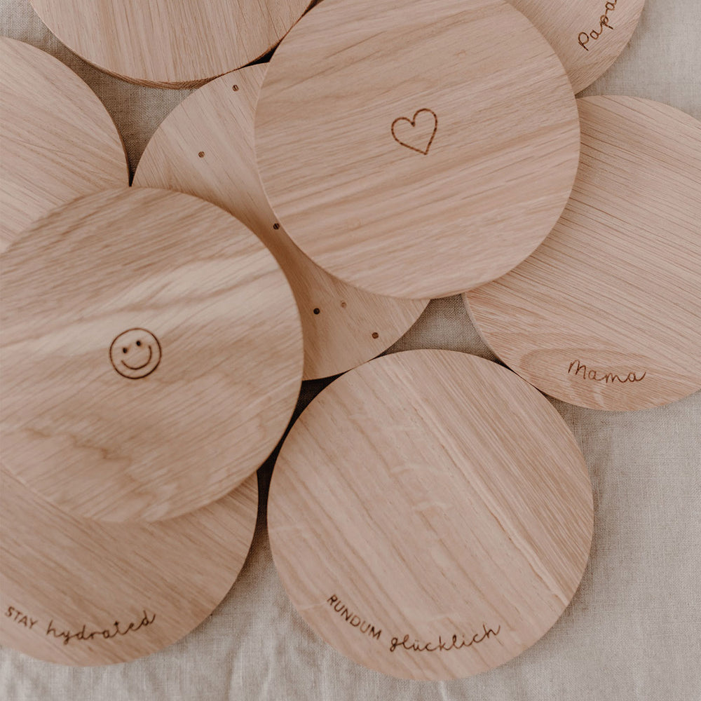 Dessous de verre en chêne Smiley