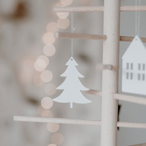 Pendentifs en bois Maison blanche en set de 8