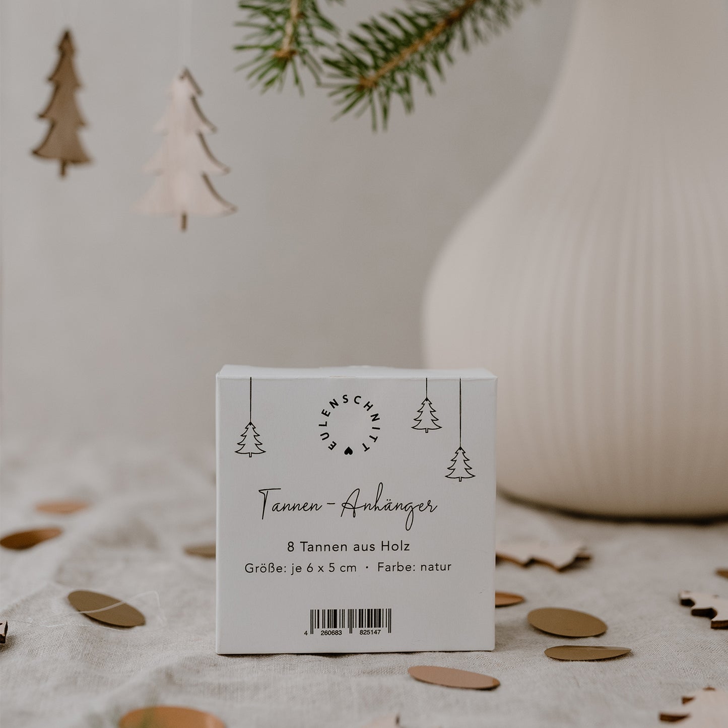 Pendentif en bois de sapin naturel en lot de 8