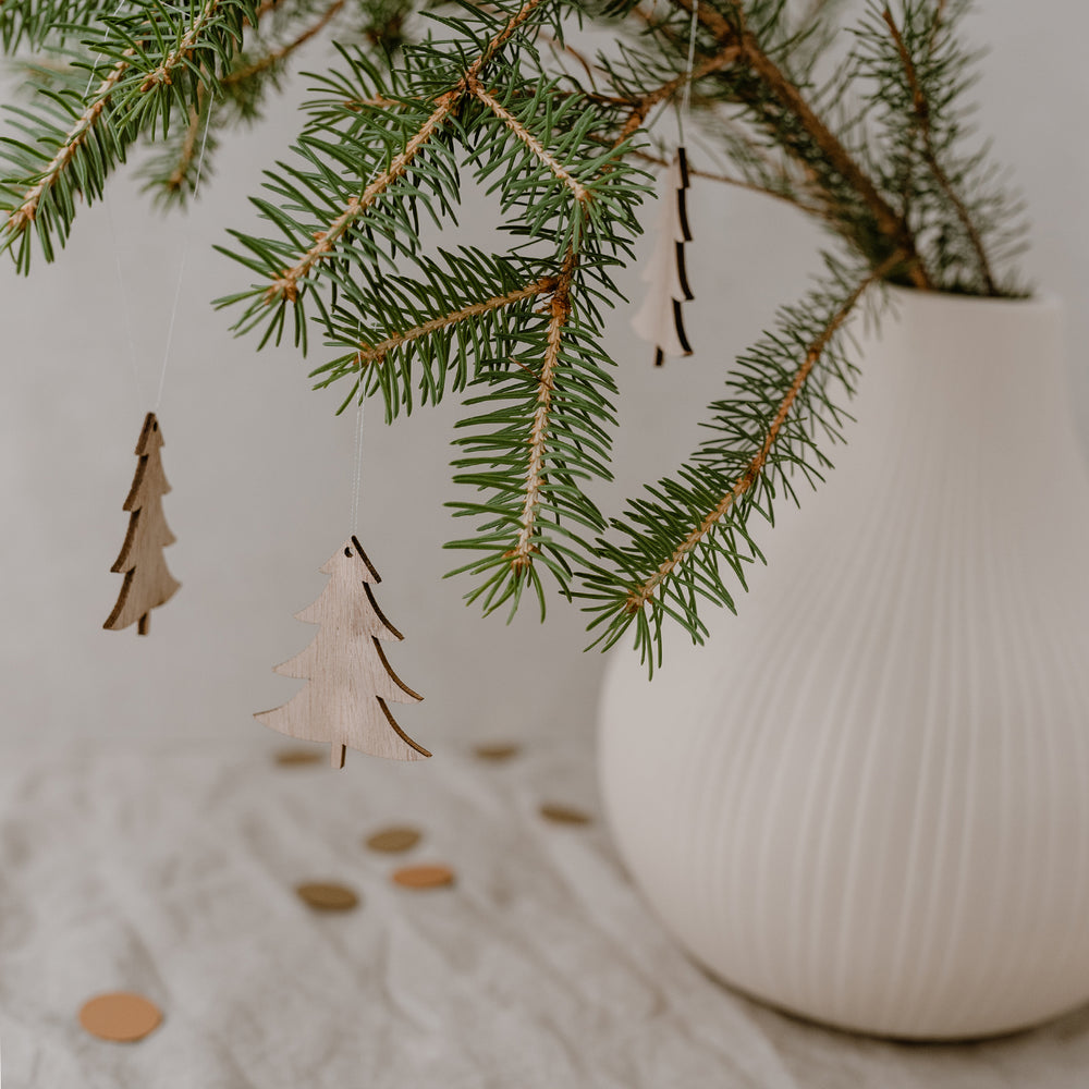 Pendentif en bois de sapin naturel en lot de 8