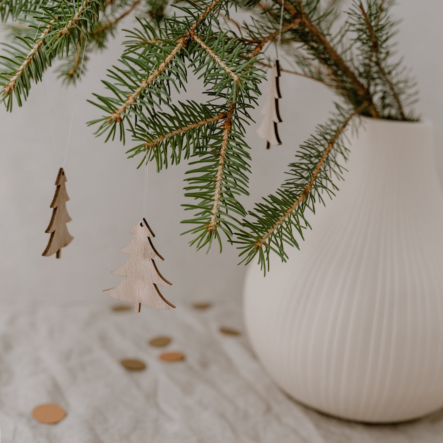 Pendentif en bois de sapin naturel en lot de 8