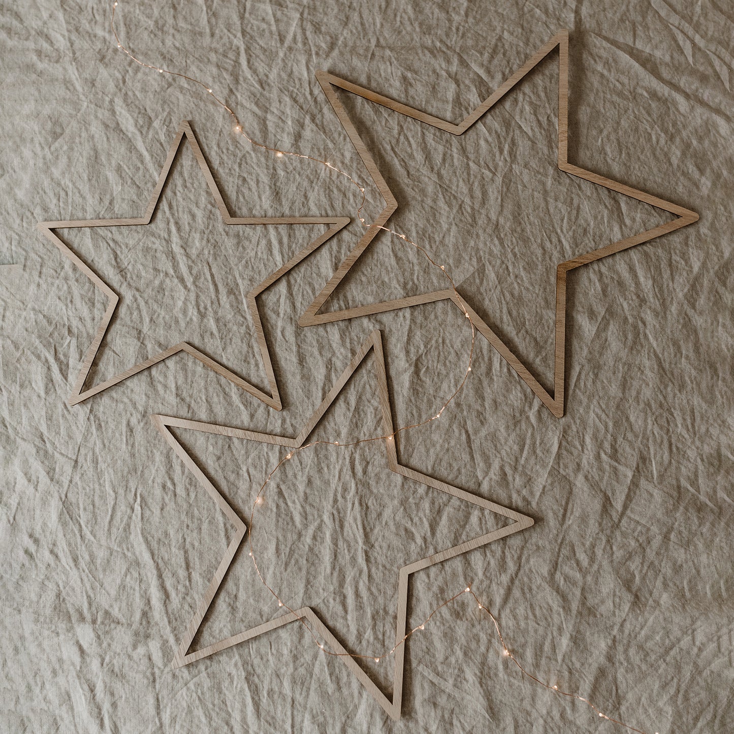 Couronne en bois Étoile Naturelle en lot de 3