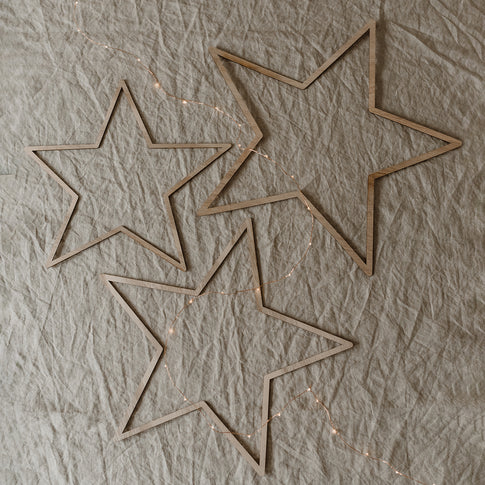 Couronne en bois Étoile Naturelle en lot de 3