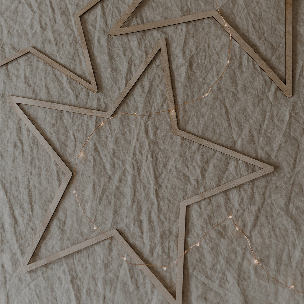 Couronne en bois Étoile Naturelle en lot de 3