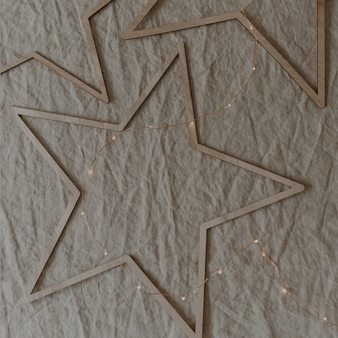 Couronne en bois Étoile Naturelle en lot de 3