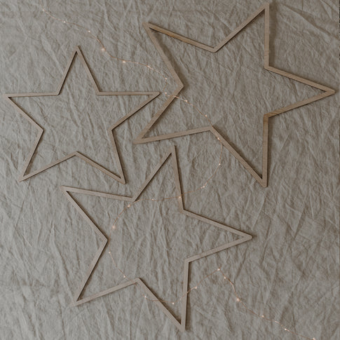 Couronne en bois Étoile Naturelle en lot de 3