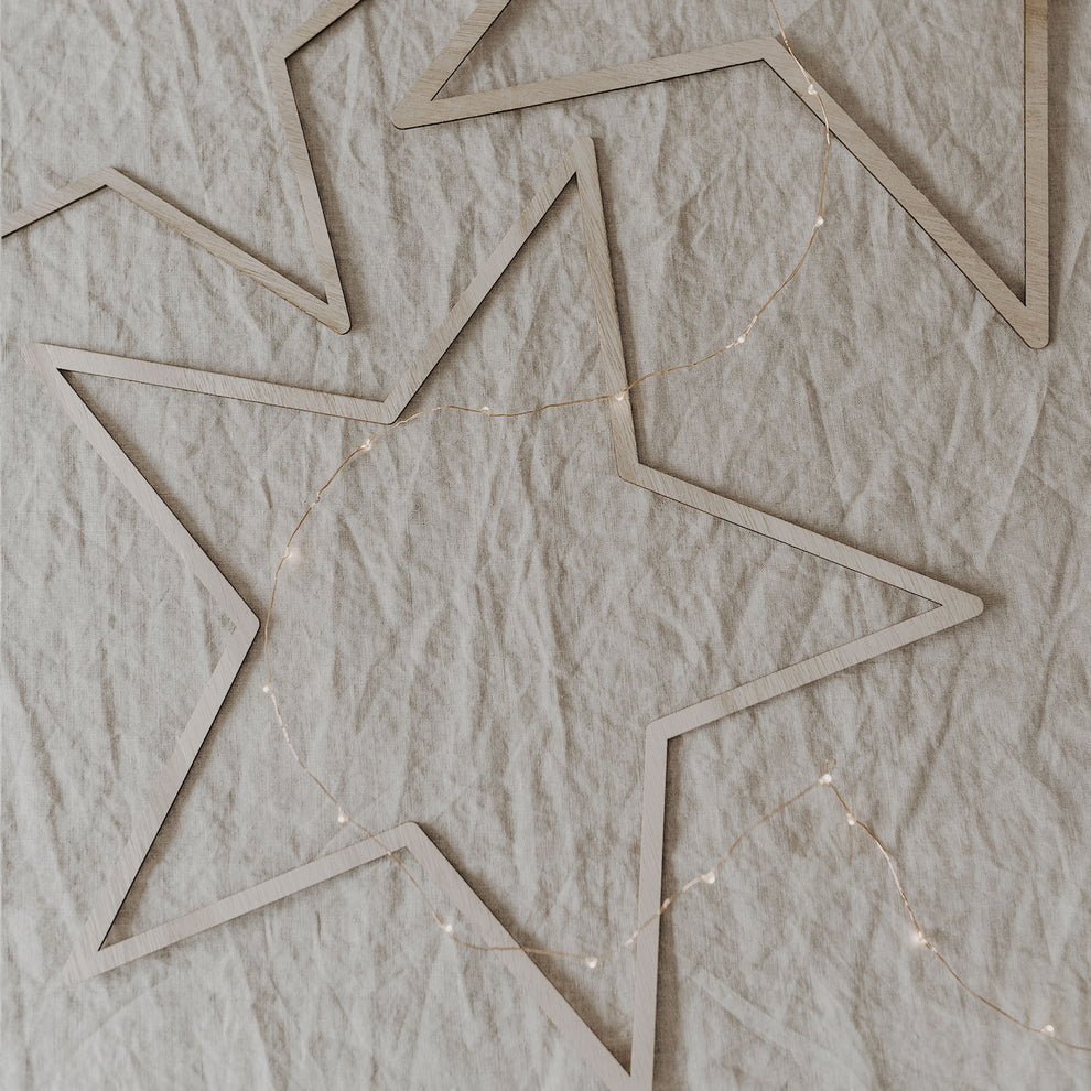 Couronne en bois Étoile Naturelle en lot de 3