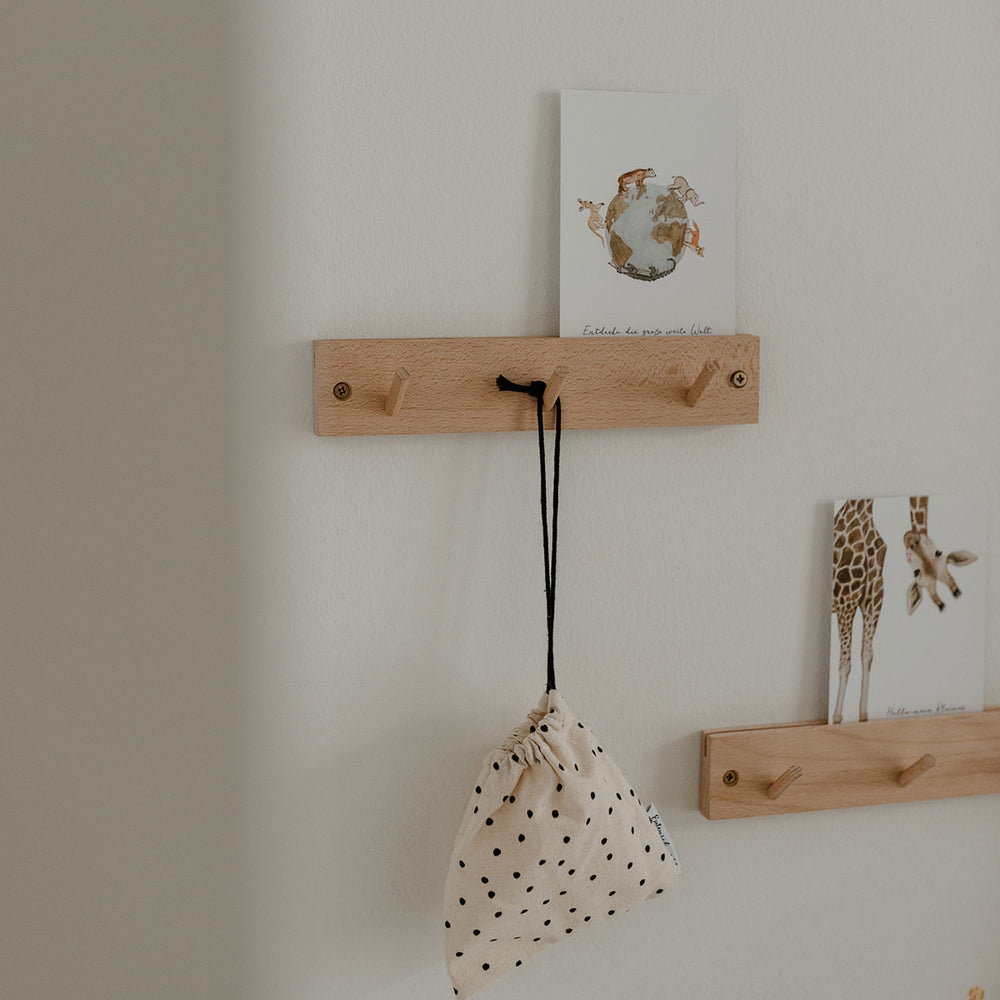 Barre à crochets avec porte-cartes 25 cm