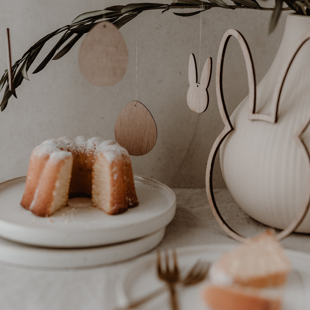 Pendentifs en bois lapin naturel en lot de 8