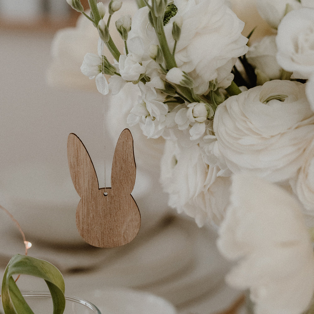 Pendentifs en bois lapin naturel en lot de 8