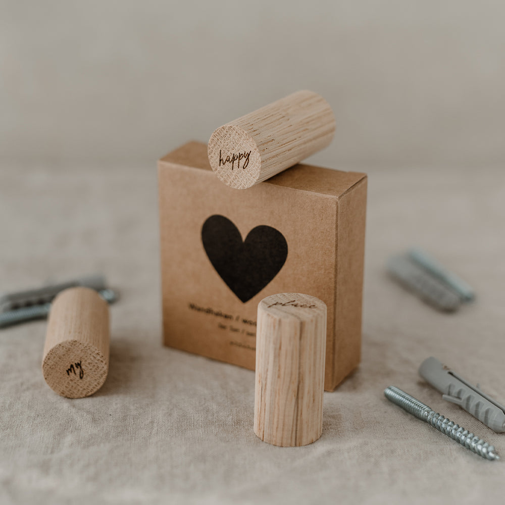 Crochets muraux Happy Place en lot de 3