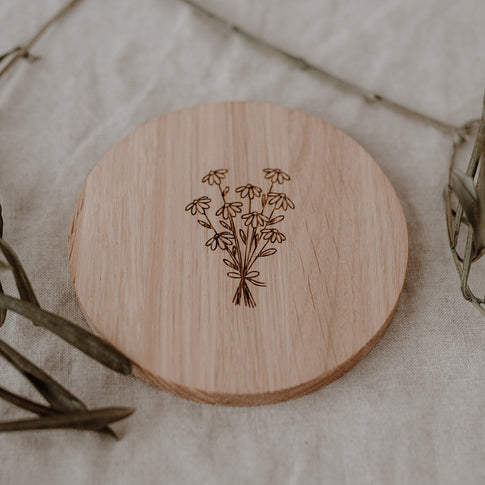 Dessous de verre en chêne bouquet