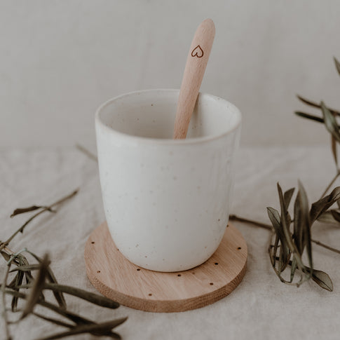 Dessous de verre en chêne à pois