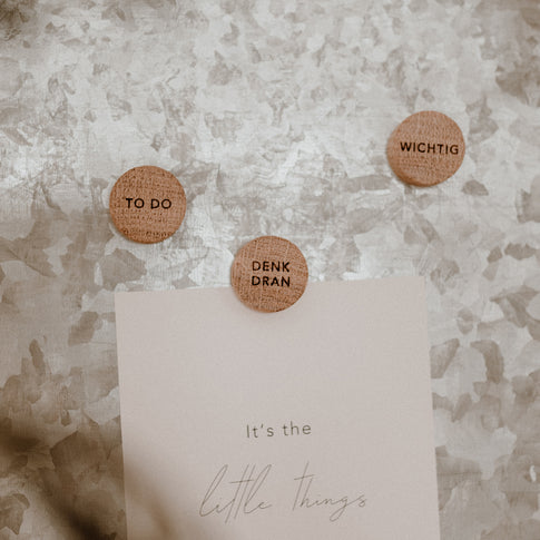 Aimants en bois Denk dran en lot de 3