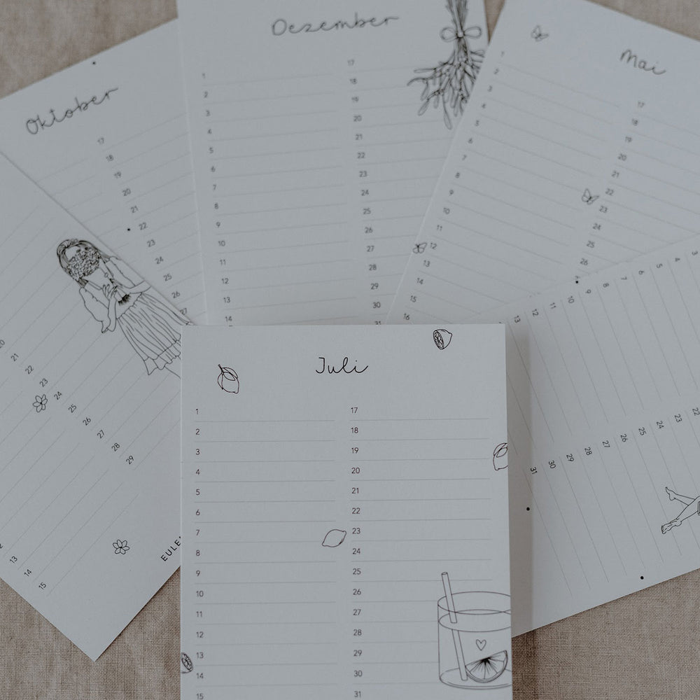 Calendrier de table Anniversaires Demoiselle d'honneur