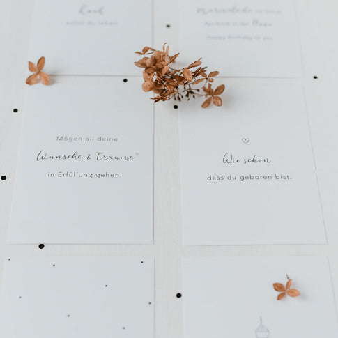 Ensemble de 6 cartes d'anniversaire avec citations