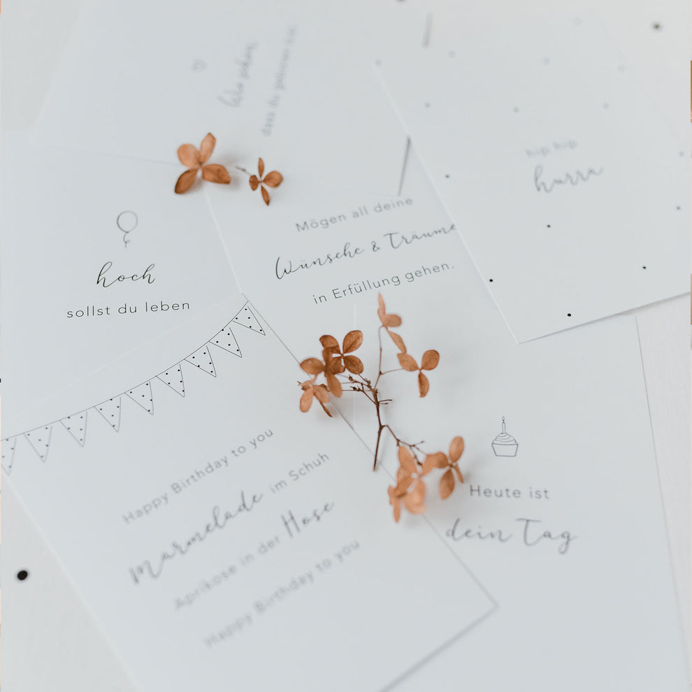 Ensemble de 6 cartes d'anniversaire avec citations