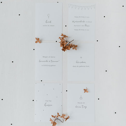 Ensemble de 6 cartes d'anniversaire avec citations