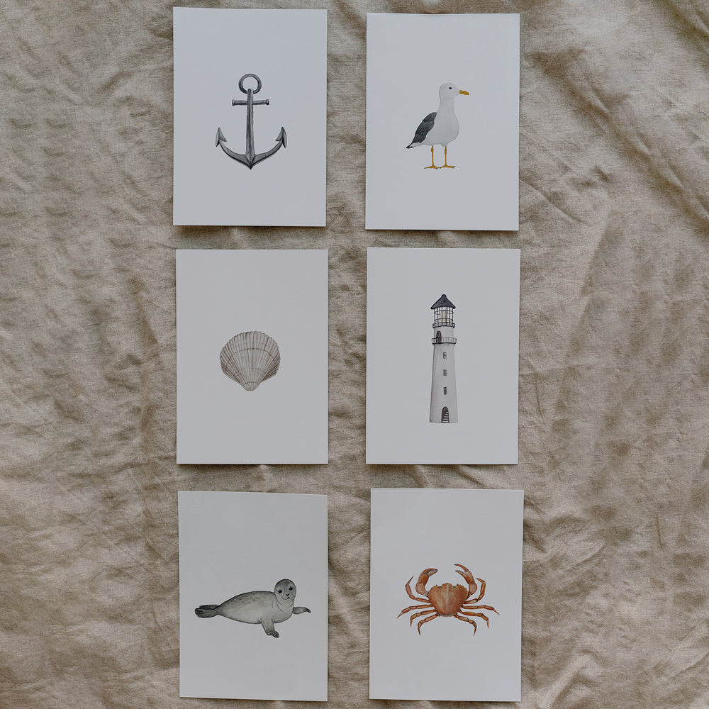 Lot de 6 cartes "Plage"