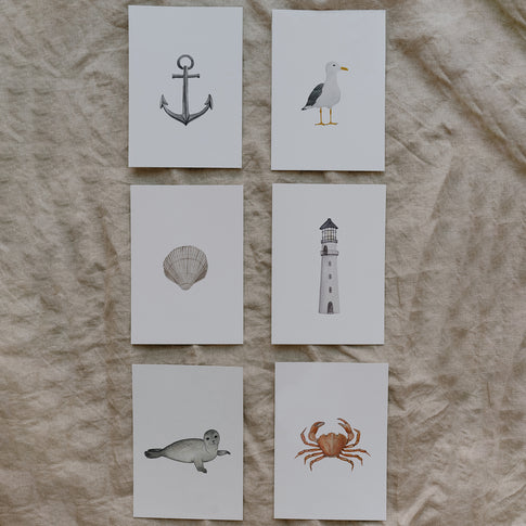Lot de 6 cartes "Plage"