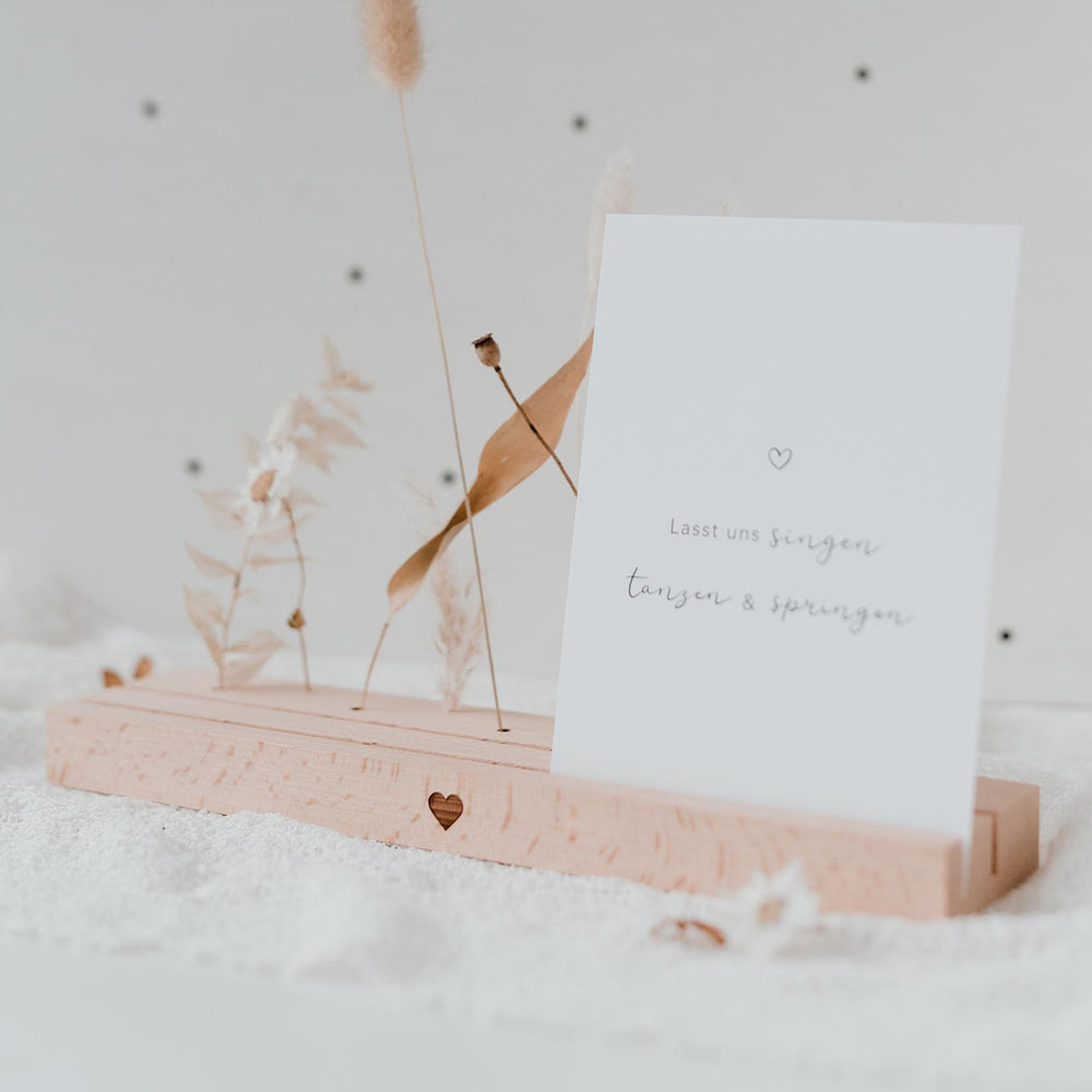 Grand support de cartes et fleurs séchées "Coeur"