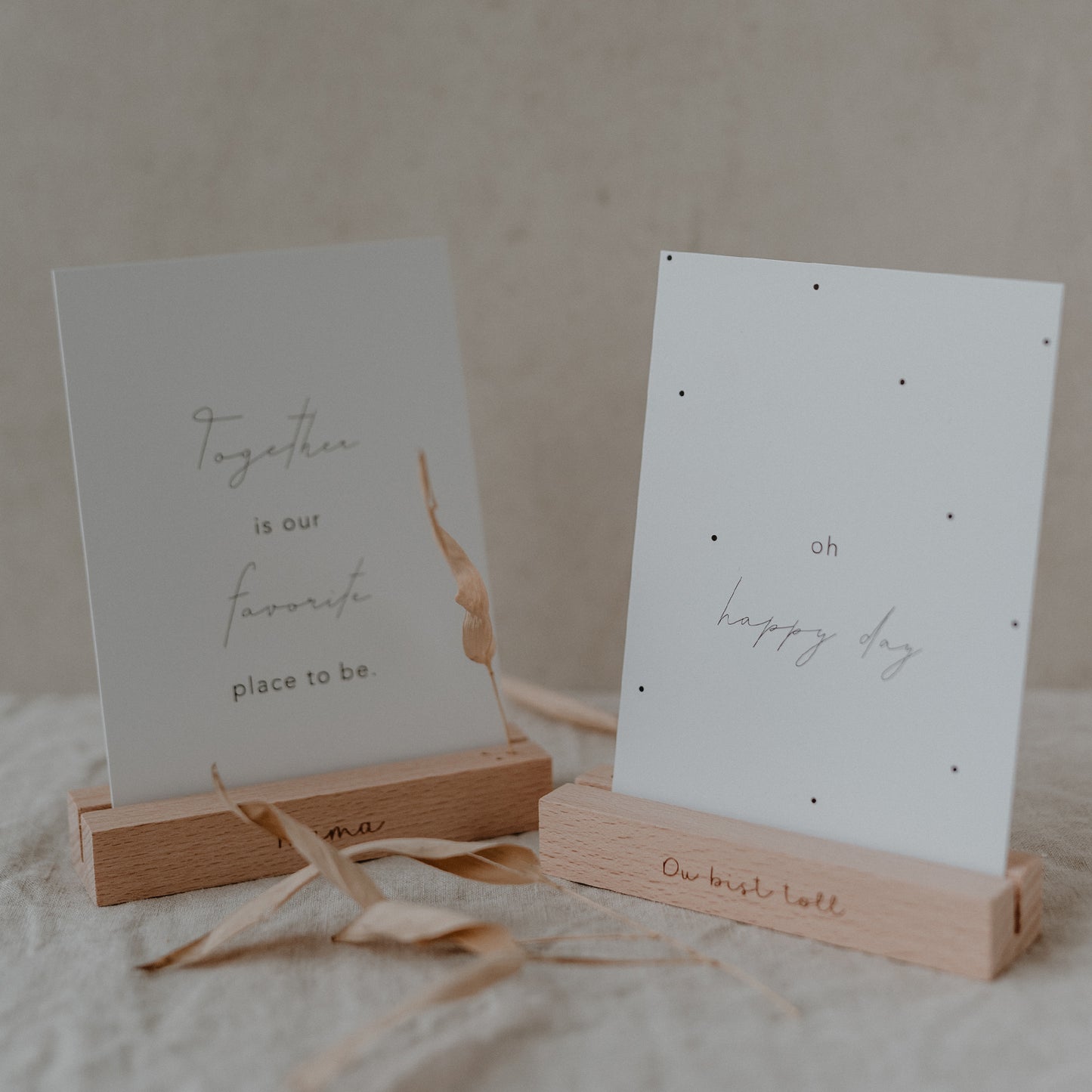 Porte-cartes et fleurs séchées Mama en lot de 2