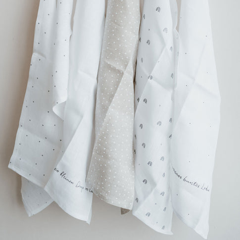 Leinen Geschirrtücher Natur Punkte im 2er Set