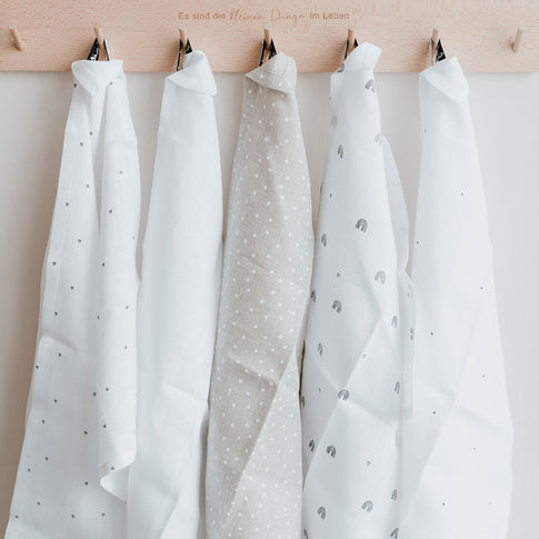 Leinen Geschirrtücher Natur Punkte im 2er Set