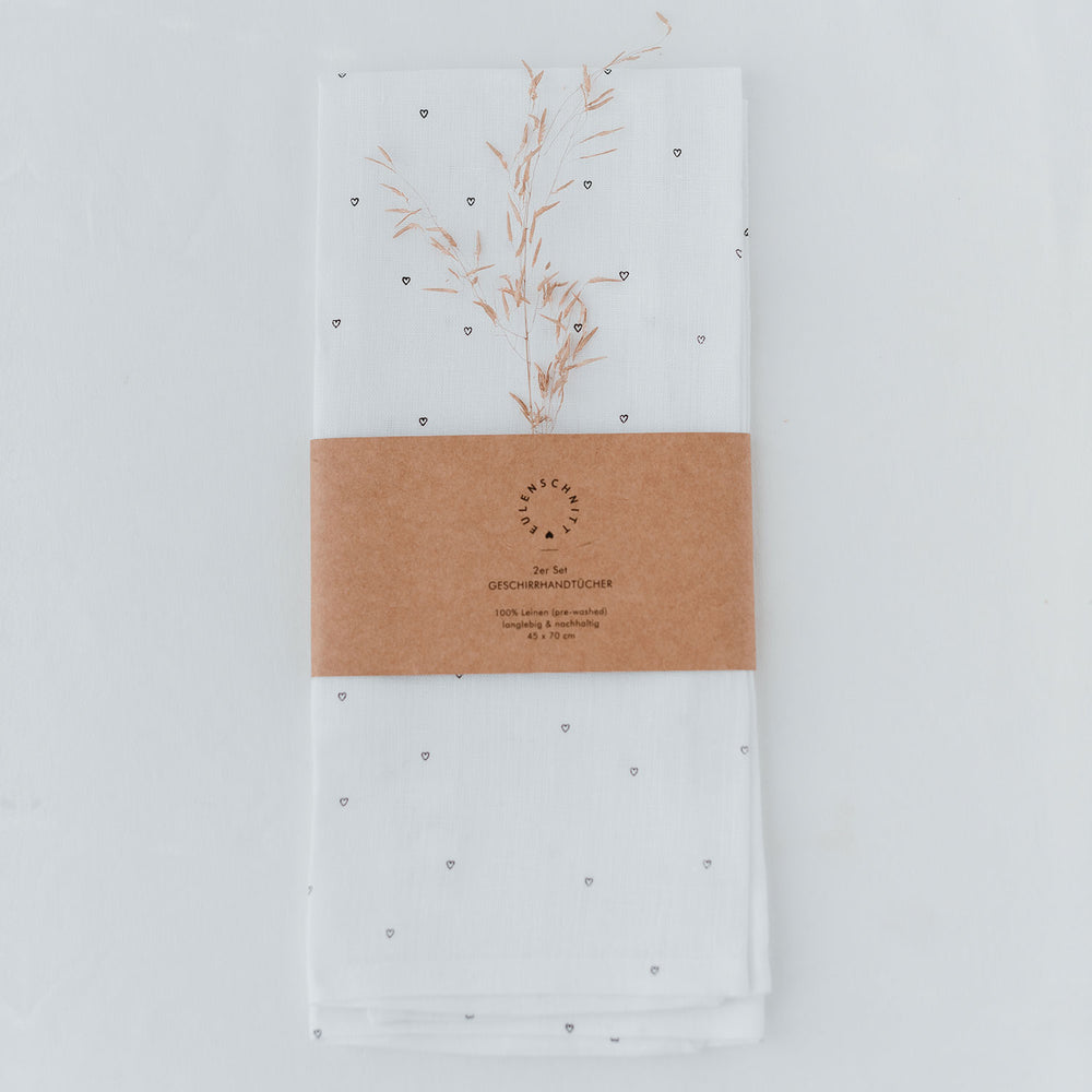 Torchons en lin coeurs en lot de 2