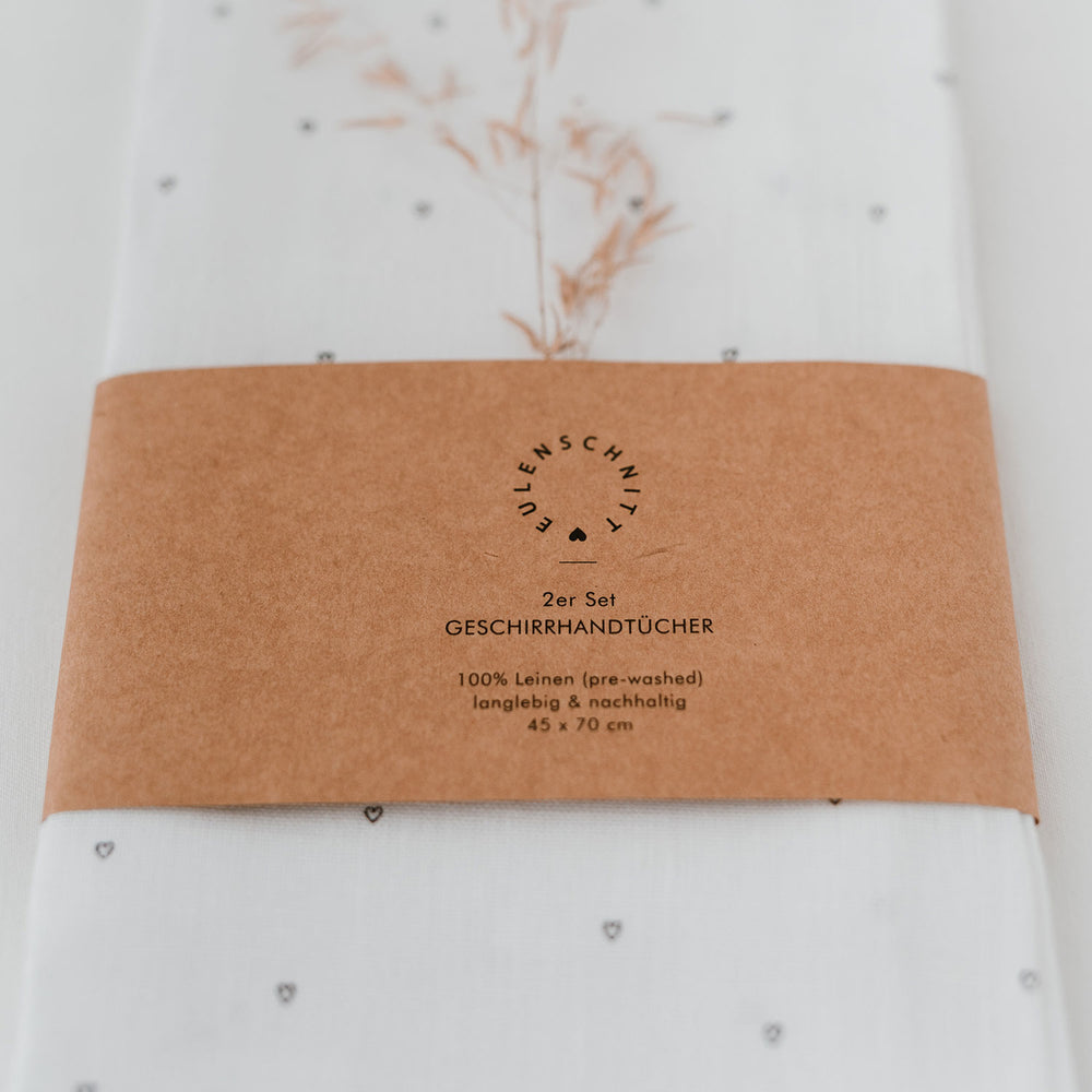 Torchons en lin coeurs en lot de 2