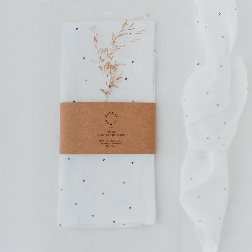 Torchons en lin coeurs en lot de 2