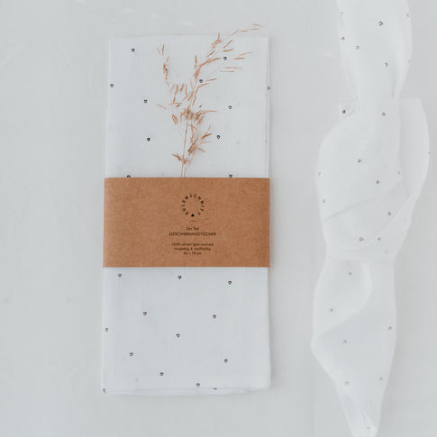 Torchons en lin coeurs en lot de 2