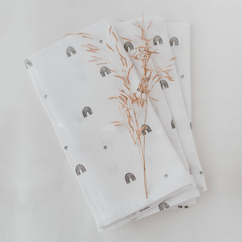 Lot de 4 serviettes en lin "arc-en-ciel"