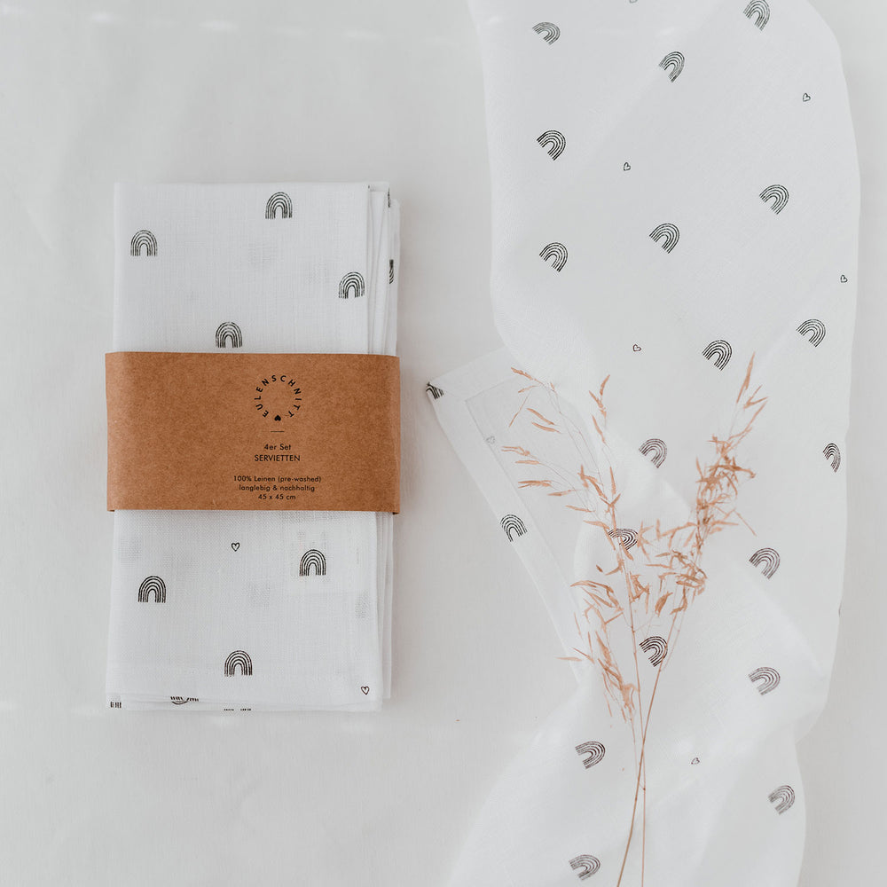 Lot de 4 serviettes en lin "arc-en-ciel"
