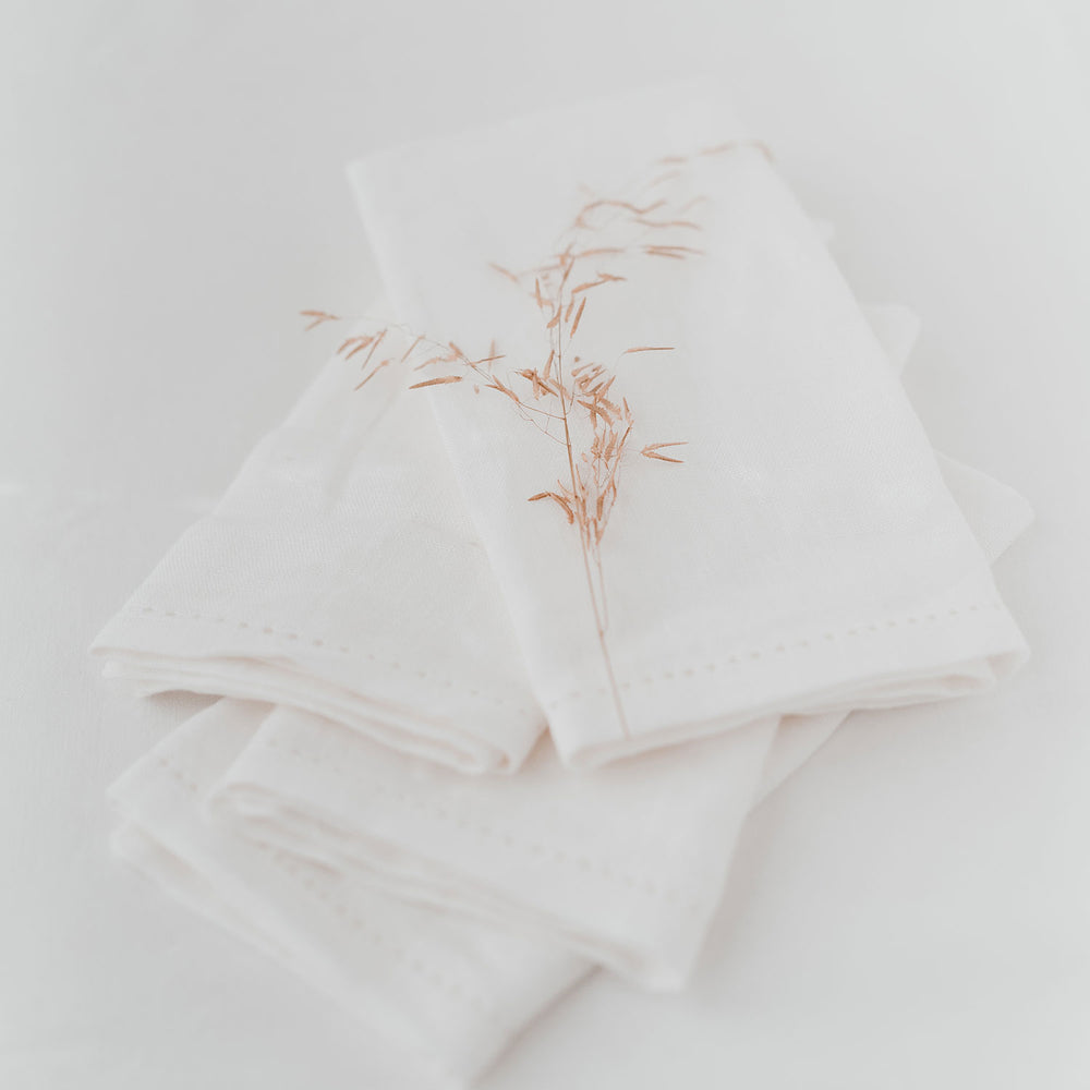 Serviettes en lin blanches en lot de 4