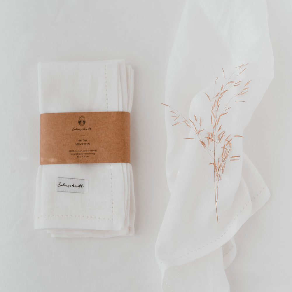 Serviettes en lin blanches en lot de 4