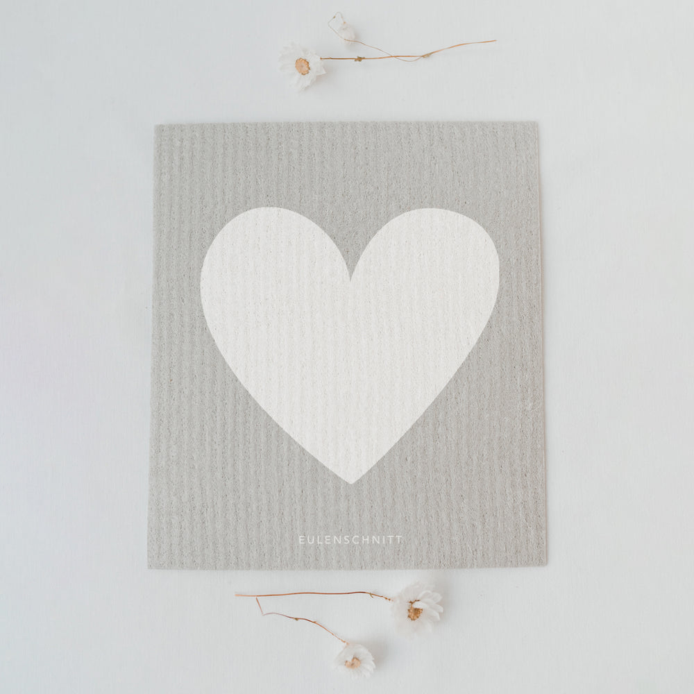 Schwammtücher Herz grau 3er Set