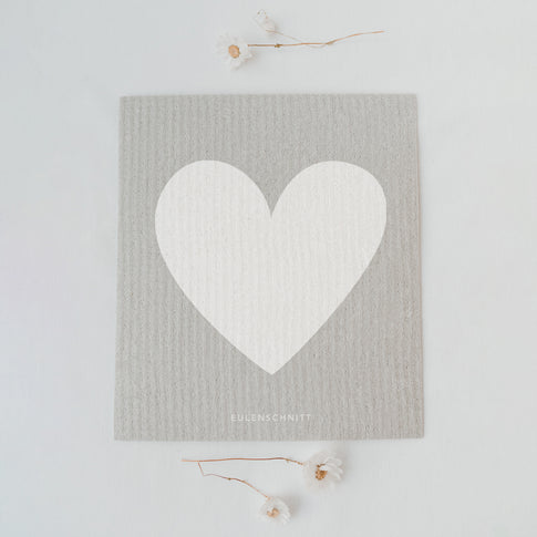 Schwammtücher Herz grau 3er Set