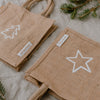 Mini cabas en jute étoile & sapin en lot de 2